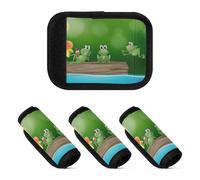 Kjovgcb 4PCs 4PCs Soft Luggage Handle Wrap Suitcase Marker Wraps Covers Tags Identifiers Handle Wraps for Accessories Print Three Green Frogs on The Log Yellow Flowers Green