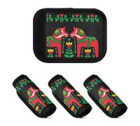 Kjovgcb 4PCs 4PCs Soft Luggage Handle Wrap Suitcase Marker Wraps Covers Tags Identifiers Handle Wraps for Accessories Print Swedish Dala Horse Folk Art Seamless on Black