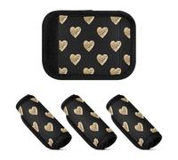 Kjovgcb 4PCs 4PCs Soft Luggage Handle Wrap Suitcase Marker Wraps Covers Tags Identifiers Handle Wraps for Accessories Print Golden God Hearts Seamless On Dark Black