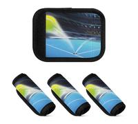 Kjovgcb 4PCs 4PCs Soft Luggage Handle Wrap Suitcase Marker Wraps Covers Tags Identifiers Handle Wraps for Accessories Print Flying Tennis Ball on a Blue Court