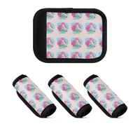 Kjovgcb 4PCs 4PCs Soft Luggage Handle Wrap Suitcase Marker Wraps Covers Tags Identifiers Handle Wraps for Accessories Mermaid Woman with Pink Hair and Green Tail Fishes Style