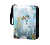 Kjovgcb Game Card Storage Case, Collectible Trading Card Binder Albums with 50 Pages with 400 Card Slots Sports Cards Print Two Mermaids Dolphins Sea Turtle Undersea World