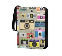 Kjovgcb Game Card Storage Case, Collectible Trading Card Binder Albums with 50 Pages with 400 Card Slots Sports Cards Print Various Cameras in Retro Vintage Style