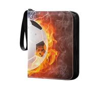 Kjovgcb Game Card Storage Case, Collectible Trading Card Binder Albums with 50 Pages with 400 Card Slots Sports Cards Print Soccer Ball in Fre and Water