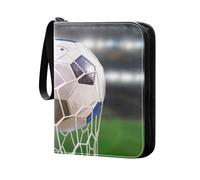 Kjovgcb Game Card Storage Case, Collectible Trading Card Binder Albums with 50 Pages with 400 Card Slots Sports Cards Print Flying Soccer Ball Net