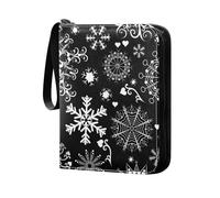 Kjovgcb Game Card Storage Case, Collectible Trading Card Binder Albums with 50 Pages with 400 Card Slots Sports Cards Print Various Snowflakes Set Seamless On Black