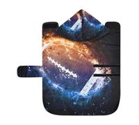 Kjovgcb Soft Pet Towel Coat for Dogs Cats, Absorbent Bathrobe Quick-Dry Bath Robe with Hood Adjustable Collar & Belly Strap, S Print American Football in Fire and Ice Style On Black