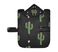 Kjovgcb Soft Pet Towel Coat for Dogs Cats, Absorbent Bathrobe Quick-Dry Bath Robe with Hood Adjustable Collar & Belly Strap, S Print Green Desert Cactus Cacti Pink Hearts Seamless On Black