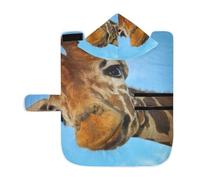 Kjovgcb Soft Pet Towel Coat for Dogs Cats, Absorbent Bathrobe Quick-Dry Bath Robe with Hood Adjustable Collar & Belly Strap, M Print Cute Giraffe Head Against Blue Sky Fine Weather