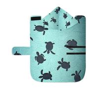 Kjovgcb Soft Pet Towel Coat for Dogs Cats, Absorbent Bathrobe Quick-Dry Bath Robe with Hood Adjustable Collar & Belly Strap, S Print Ocean Life Sea Turtle Silhouettes On Turquoise