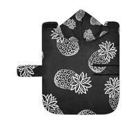 Kjovgcb Soft Pet Towel Coat for Dogs Cats, Absorbent Bathrobe Quick-Dry Bath Robe with Hood Adjustable Collar & Belly Strap, S Print White Silver Pineapples Seamless On Black