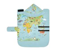 Kjovgcb Soft Pet Towel Coat for Dogs Cats, Absorbent Bathrobe Quick-Dry Bath Robe with Hood Adjustable Collar & Belly Strap, S Print Cartoon World Map with Animals