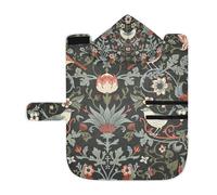 Kjovgcb Soft Pet Towel Coat for Dogs Cats, Absorbent Bathrobe Quick-Dry Bath Robe with Hood Adjustable Collar & Belly Strap, S Print William Morris Flowers Birds On Dark