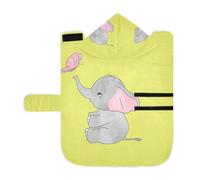 Kjovgcb Soft Pet Towel Coat for Dogs Cats, Absorbent Bathrobe Quick-Dry Bath Robe with Hood Adjustable Collar & Belly Strap, M Print Grey Elephants Baloon On Yellow