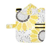 Kjovgcb Soft Pet Towel Coat for Dogs Cats, Absorbent Bathrobe Quick-Dry Bath Robe with Hood Adjustable Collar & Belly Strap, S Print Abstract Floral Yellow Sunflowers