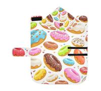 Kjovgcb Soft Pet Towel Coat for Dogs Cats, Absorbent Bathrobe Quick-Dry Bath Robe with Hood Adjustable Collar & Belly Strap, M Print Colorful Donuts Icons Sweet Bakery Seamless On White