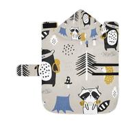 Kjovgcb Soft Pet Towel Coat for Dogs Cats, Absorbent Bathrobe Quick-Dry Bath Robe with Hood Adjustable Collar & Belly Strap, S Print Tourist Raccoon Beaver in The Forest