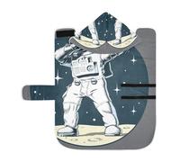 Kjovgcb Soft Pet Towel Coat for Dogs Cats, Absorbent Bathrobe Quick-Dry Bath Robe with Hood Adjustable Collar & Belly Strap, M Print Dabbing Astronaut Man on The Moon Posing