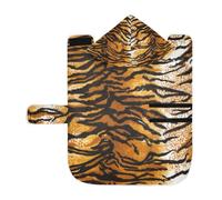 Kjovgcb Soft Pet Towel Coat for Dogs Cats, Absorbent Bathrobe Quick-Dry Bath Robe with Hood Adjustable Collar & Belly Strap, M Print Tiger Skin Animal Texture