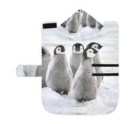 Kjovgcb Soft Pet Towel Coat for Dogs Cats, Absorbent Bathrobe Quick-Dry Bath Robe with Hood Adjustable Collar & Belly Strap, M Print Emperor Penguin Chicks on The Snow in Antarctica