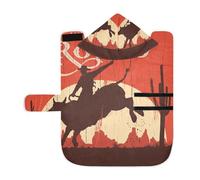 Kjovgcb Soft Pet Towel Coat for Dogs Cats, Absorbent Bathrobe Quick-Dry Bath Robe with Hood Adjustable Collar & Belly Strap, M Print Rodeo Cowboy Riding Bull Moon Cacti On Red Wild West