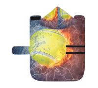 Kjovgcb Soft Pet Towel Coat for Dogs Cats, Absorbent Bathrobe Quick-Dry Bath Robe with Hood Adjustable Collar & Belly Strap, S Print Tennis Ball on Fire and Water with Lightening