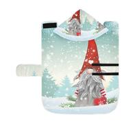 Kjovgcb Soft Pet Towel Coat for Dogs Cats, Absorbent Bathrobe Quick-Dry Bath Robe with Hood Adjustable Collar & Belly Strap, M Print Scandinavian Christmas Gnome Winter Snow Landscape