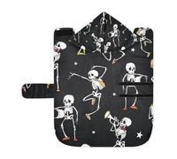 Kjovgcb Soft Pet Towel Coat for Dogs Cats, Absorbent Bathrobe Quick-Dry Bath Robe with Hood Adjustable Collar & Belly Strap, S Print Human Skeletons Dancing Playing Music Haloween