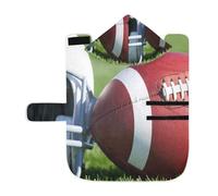 Kjovgcb Soft Pet Towel Coat for Dogs Cats, Absorbent Bathrobe Quick-Dry Bath Robe with Hood Adjustable Collar & Belly Strap, M Print American Football and Helmet on The Field