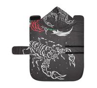 Kjovgcb Soft Pet Towel Coat for Dogs Cats, Absorbent Bathrobe Quick-Dry Bath Robe with Hood Adjustable Collar & Belly Strap, M Print Scorpion Red Rose Flowers Crescent Moon On Black