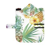 Kjovgcb Soft Pet Towel Coat for Dogs Cats, Absorbent Bathrobe Quick-Dry Bath Robe with Hood Adjustable Collar & Belly Strap, S Print Tropical Pineapple Hibiscus Exotic Palm Trees