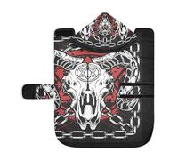 Kjovgcb Soft Pet Towel Coat for Dogs Cats, Absorbent Bathrobe Quick-Dry Bath Robe with Hood Adjustable Collar & Belly Strap, S Print Devil Bull Skull Demon Red Black White