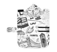 Kjovgcb Soft Pet Towel Coat for Dogs Cats, Absorbent Bathrobe Quick-Dry Bath Robe with Hood Adjustable Collar & Belly Strap, S Print London Landmark England Flag Bus Telephone Booth