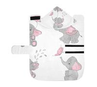 Kjovgcb Soft Pet Towel Coat for Dogs Cats, Absorbent Bathrobe Quick-Dry Bath Robe with Hood Adjustable Collar & Belly Strap, S Print Cute Elephants Pink Seamless On White