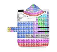 Kjovgcb Soft Pet Towel Coat for Dogs Cats, Absorbent Bathrobe Quick-Dry Bath Robe with Hood Adjustable Collar & Belly Strap, M Print Colorful Periodic Table of The Elements