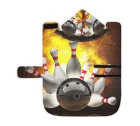 Kjovgcb Soft Pet Towel Coat for Dogs Cats, Absorbent Bathrobe Quick-Dry Bath Robe with Hood Adjustable Collar & Belly Strap, S Print Abstract Bowling Ball Crashing into The Pins on fire