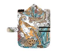 Kjovgcb Soft Pet Towel Coat for Dogs Cats, Absorbent Bathrobe Quick-Dry Bath Robe with Hood Adjustable Collar & Belly Strap, S Print Chinese Dragon VS Tiger Waterfall