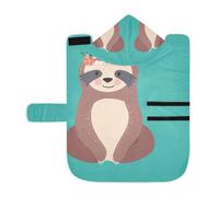 Kjovgcb Soft Pet Towel Coat for Dogs Cats, Absorbent Bathrobe Quick-Dry Bath Robe with Hood Adjustable Collar & Belly Strap, S Print Sloth with Flowers Sitting On Turquoise