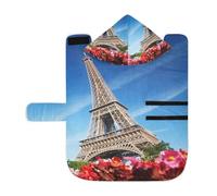 Kjovgcb Soft Pet Towel Coat for Dogs Cats, Absorbent Bathrobe Quick-Dry Bath Robe with Hood Adjustable Collar & Belly Strap, S Print Paris Eiffel Tower Blue Sky Pink Flowers