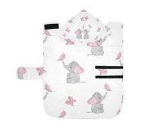 Kjovgcb Soft Pet Towel Coat for Dogs Cats, Absorbent Bathrobe Quick-Dry Bath Robe with Hood Adjustable Collar & Belly Strap, S Print Cute Elephants Pink Seamless On White Style