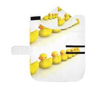 Kjovgcb Soft Pet Towel Coat for Dogs Cats, Absorbent Bathrobe Quick-Dry Bath Robe with Hood Adjustable Collar & Belly Strap, S Print Yellow Rubber Bath Duck Toys On White