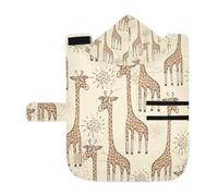 Kjovgcb Soft Pet Towel Coat for Dogs Cats, Absorbent Bathrobe Quick-Dry Bath Robe with Hood Adjustable Collar & Belly Strap, M Print Hand Drawn Giraffe Babies Shining Sun Seamless