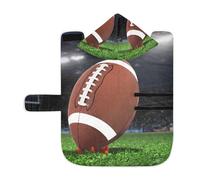 Kjovgcb Soft Pet Towel Coat for Dogs Cats, Absorbent Bathrobe Quick-Dry Bath Robe with Hood Adjustable Collar & Belly Strap, M Print American Football On Green