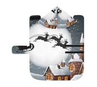 Kjovgcb Soft Pet Towel Coat for Dogs Cats, Absorbent Bathrobe Quick-Dry Bath Robe with Hood Adjustable Collar & Belly Strap, S Print Christmas Santa Reindeer House Full Moon Snow Day