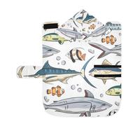 Kjovgcb Soft Pet Towel Coat for Dogs Cats, Absorbent Bathrobe Quick-Dry Bath Robe with Hood Adjustable Collar & Belly Strap, S Print Ocean Tropical Fishes Underwater Animals Marine Life