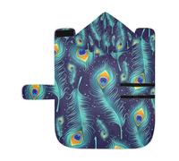 Kjovgcb Soft Pet Towel Coat for Dogs Cats, Absorbent Bathrobe Quick-Dry Bath Robe with Hood Adjustable Collar & Belly Strap, M Print Peacock Feather Seamless On Dark Blue
