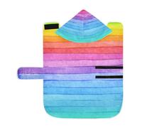 Kjovgcb Soft Pet Towel Coat for Dogs Cats, Absorbent Bathrobe Quick-Dry Bath Robe with Hood Adjustable Collar & Belly Strap, S Print Striped Hand Drawn Watercolor Rainbow Colorful