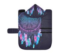 Kjovgcb Soft Pet Towel Coat for Dogs Cats, Absorbent Bathrobe Quick-Dry Bath Robe with Hood Adjustable Collar & Belly Strap, S Print Native American Dream Catcher Feathers Talisman