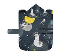 Kjovgcb Soft Pet Towel Coat for Dogs Cats, Absorbent Bathrobe Quick-Dry Bath Robe with Hood Adjustable Collar & Belly Strap, M Print Space Sloth Alpaca Llama Turtle Stars Nebuleo Seamless