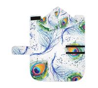 Kjovgcb Soft Pet Towel Coat for Dogs Cats, Absorbent Bathrobe Quick-Dry Bath Robe with Hood Adjustable Collar & Belly Strap, S Print Seamless Peacock Feather On White